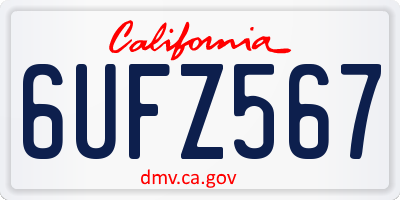 CA license plate 6UFZ567