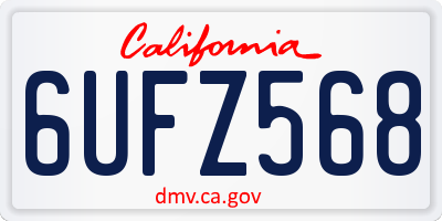 CA license plate 6UFZ568