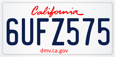 CA license plate 6UFZ575