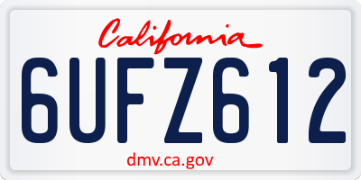 CA license plate 6UFZ612