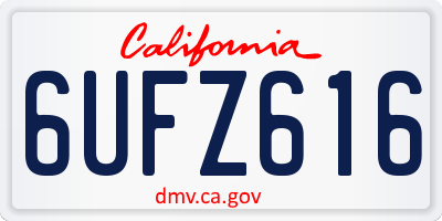 CA license plate 6UFZ616
