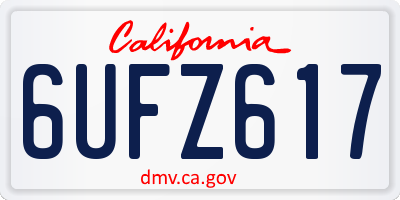 CA license plate 6UFZ617