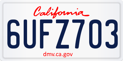 CA license plate 6UFZ703