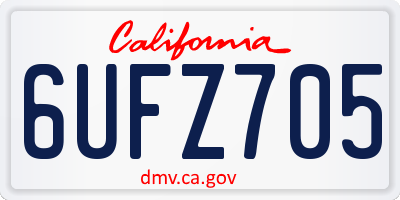 CA license plate 6UFZ705