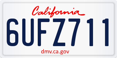 CA license plate 6UFZ711