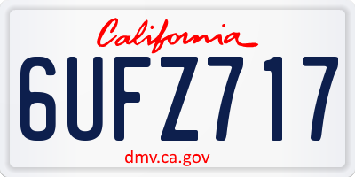CA license plate 6UFZ717