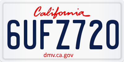 CA license plate 6UFZ720