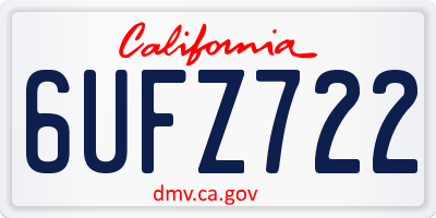 CA license plate 6UFZ722