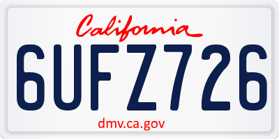 CA license plate 6UFZ726