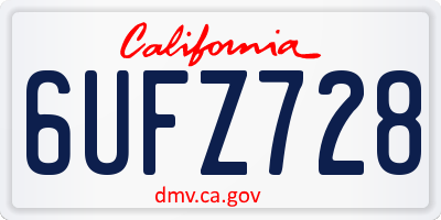 CA license plate 6UFZ728