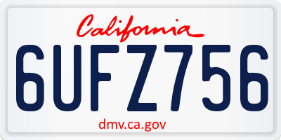 CA license plate 6UFZ756
