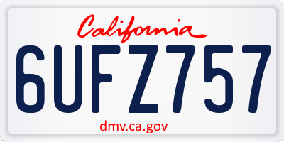 CA license plate 6UFZ757