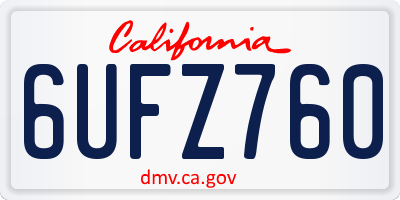 CA license plate 6UFZ760