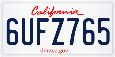 CA license plate 6UFZ765
