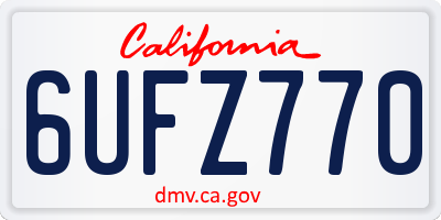 CA license plate 6UFZ770