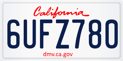CA license plate 6UFZ780