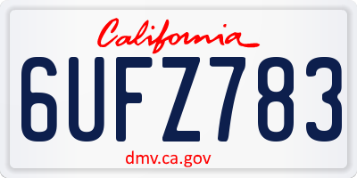 CA license plate 6UFZ783