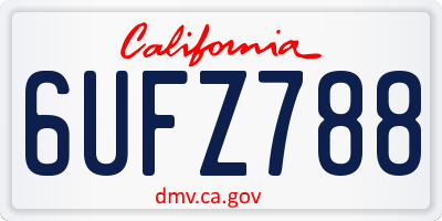 CA license plate 6UFZ788