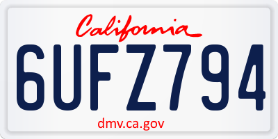 CA license plate 6UFZ794
