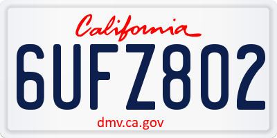 CA license plate 6UFZ802