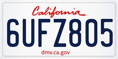 CA license plate 6UFZ805