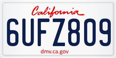CA license plate 6UFZ809