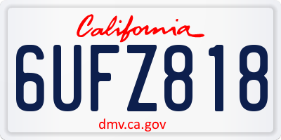 CA license plate 6UFZ818