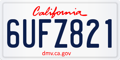 CA license plate 6UFZ821