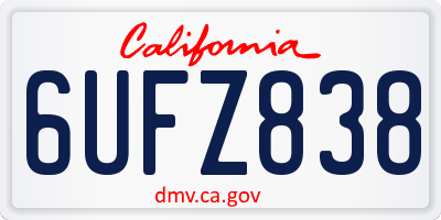CA license plate 6UFZ838
