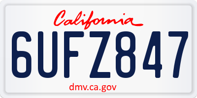 CA license plate 6UFZ847