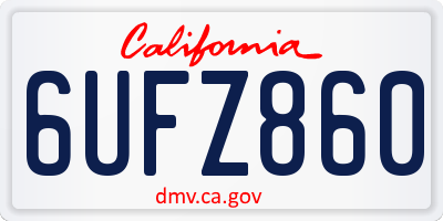 CA license plate 6UFZ860