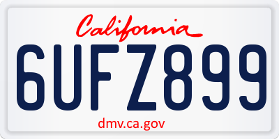 CA license plate 6UFZ899