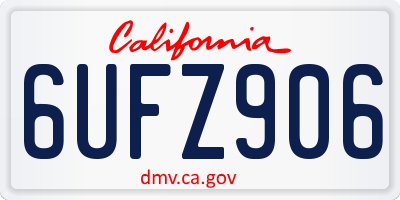 CA license plate 6UFZ906