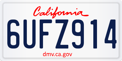 CA license plate 6UFZ914