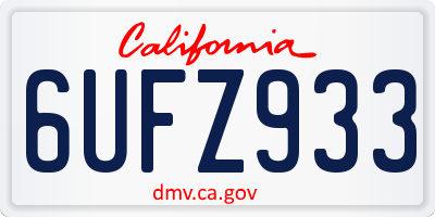 CA license plate 6UFZ933