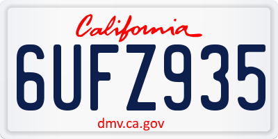 CA license plate 6UFZ935