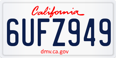 CA license plate 6UFZ949