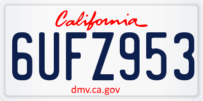 CA license plate 6UFZ953