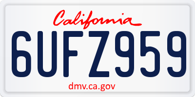 CA license plate 6UFZ959