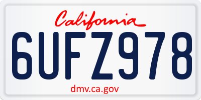 CA license plate 6UFZ978