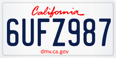 CA license plate 6UFZ987