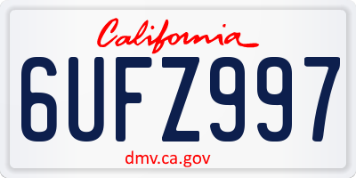 CA license plate 6UFZ997