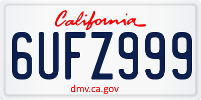 CA license plate 6UFZ999