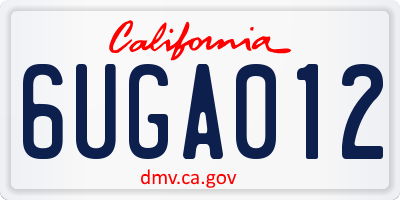 CA license plate 6UGA012