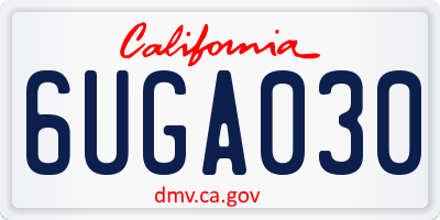 CA license plate 6UGA030