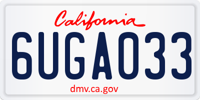 CA license plate 6UGA033