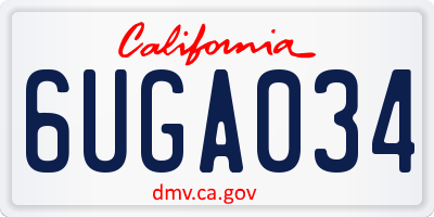 CA license plate 6UGA034