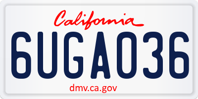 CA license plate 6UGA036