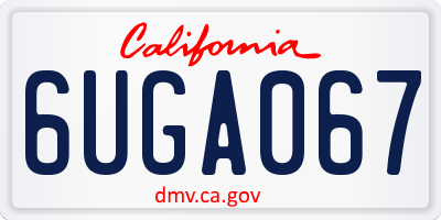 CA license plate 6UGA067