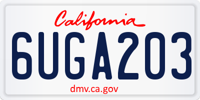 CA license plate 6UGA203